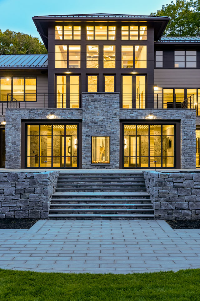 front view of a modern prairie home