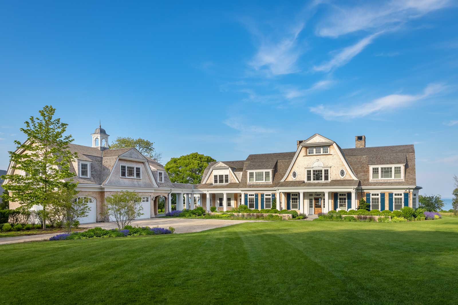 Front view of large custom home