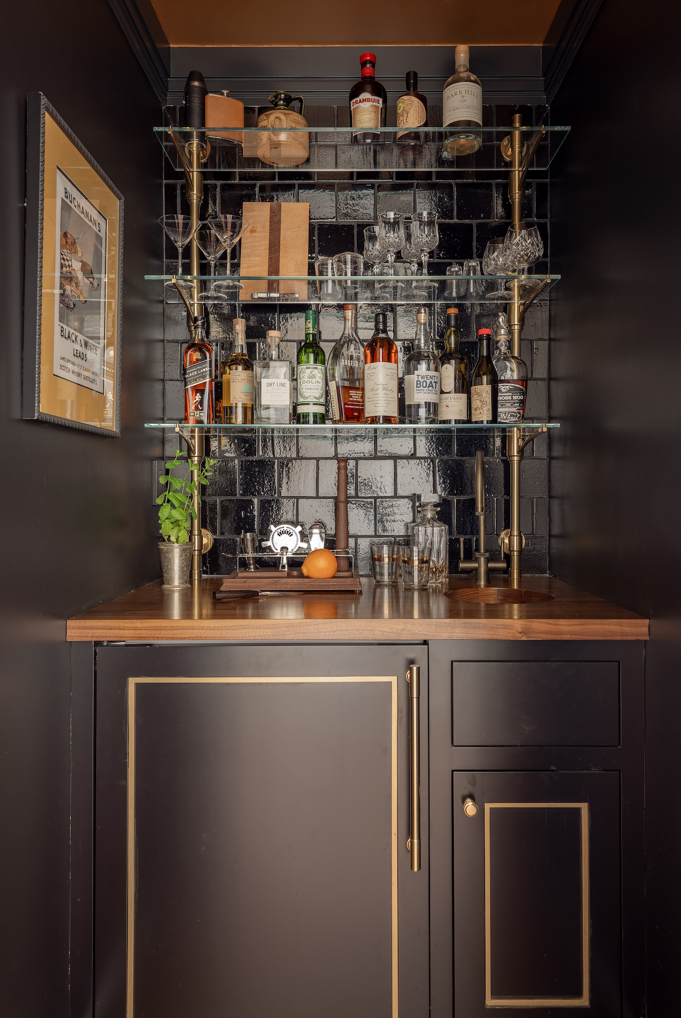 SV Design, Brownstone in the City, Boston, wet bar