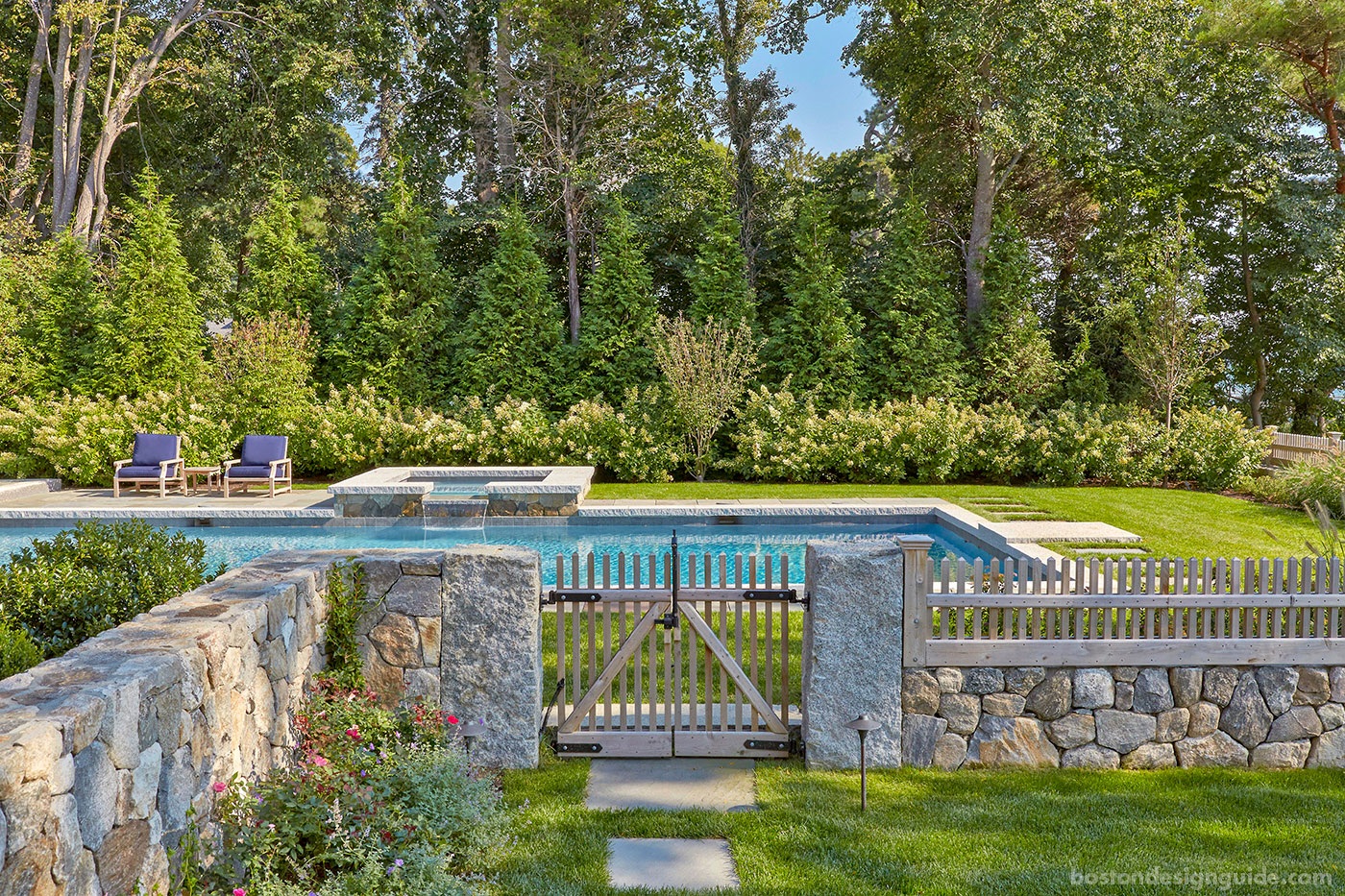 A stepping stone path to a pool garden by a Blade of Grass