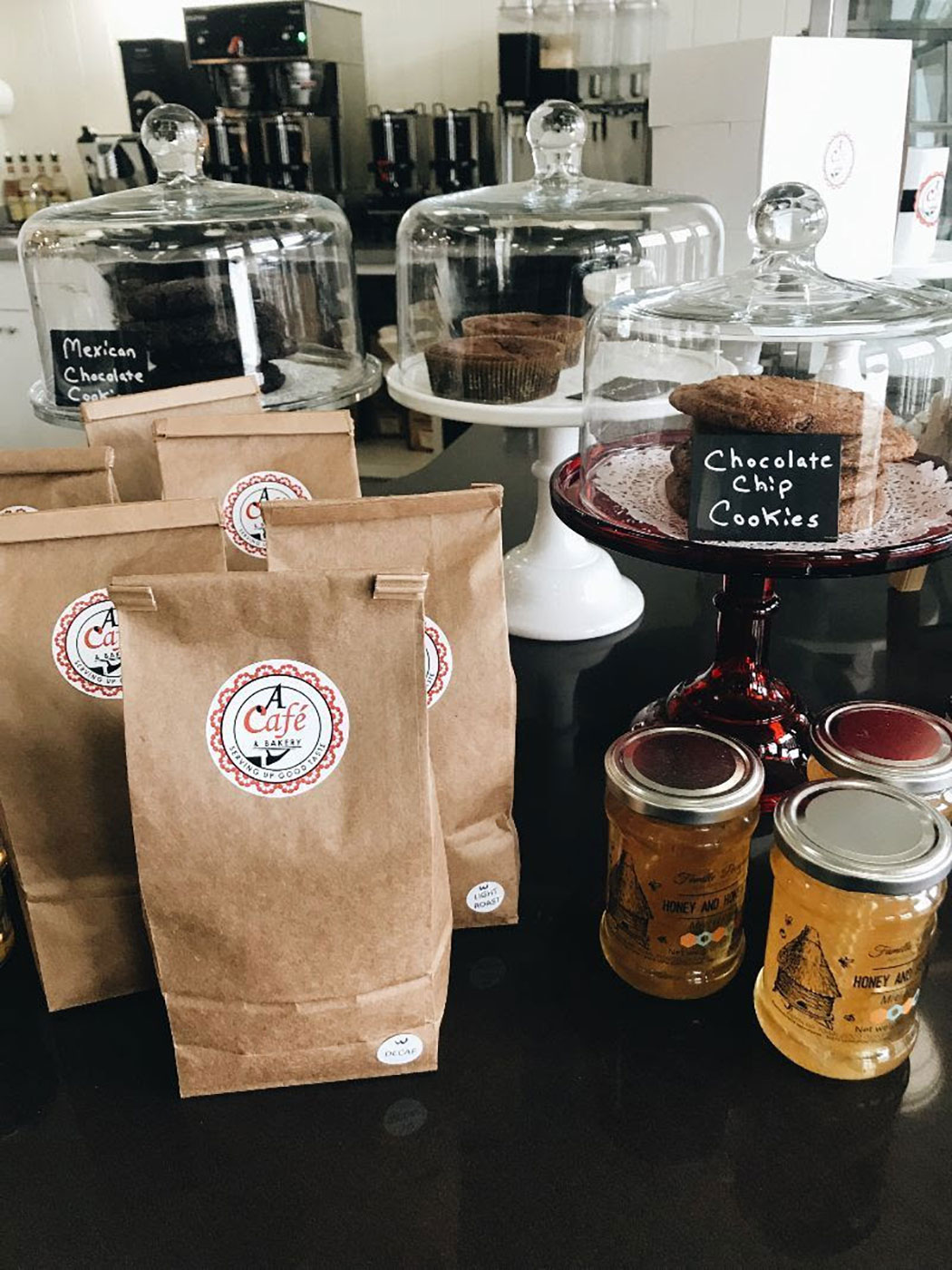 Pastries and coffee at A Café & Bakery in Wells, Maine