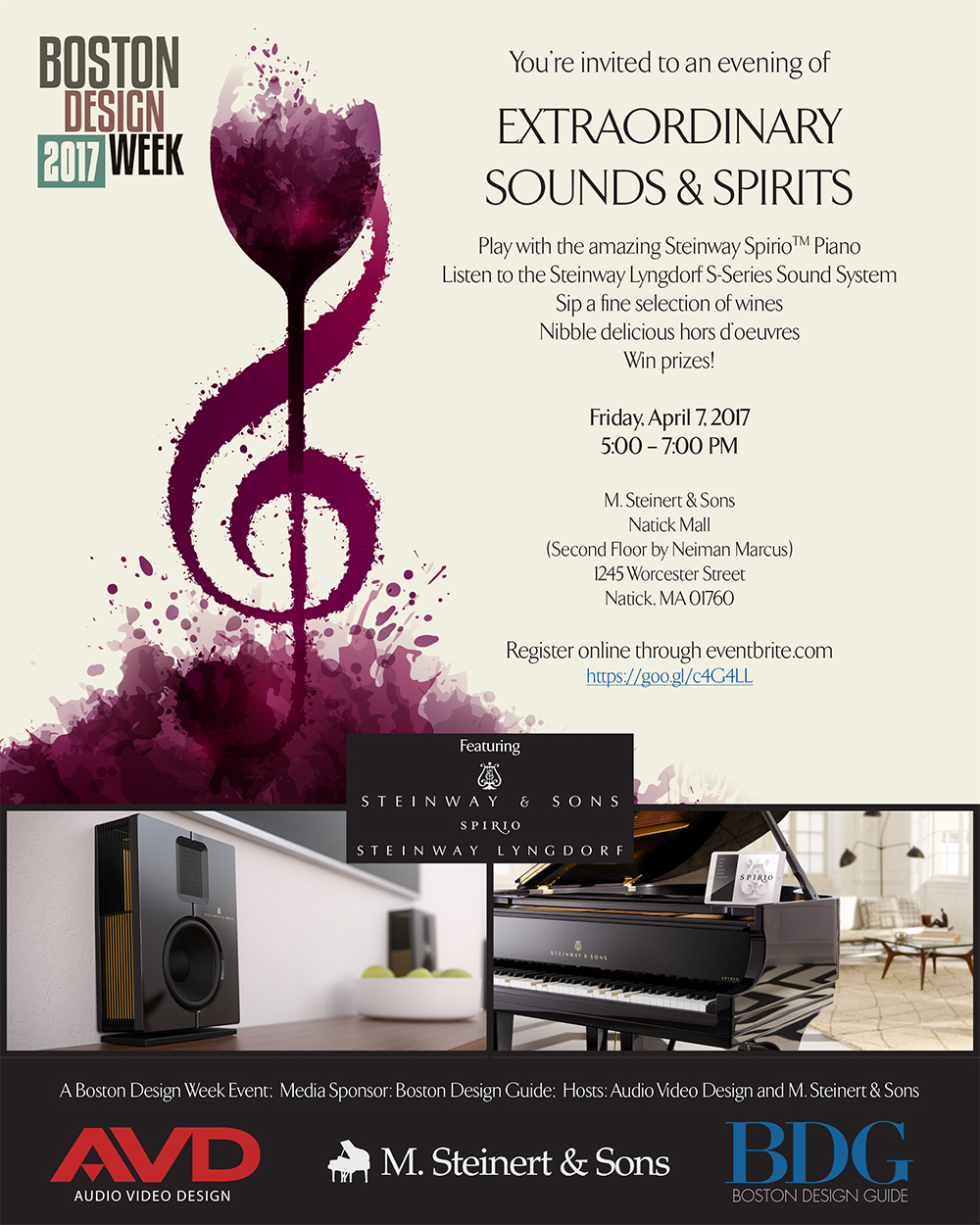 Natick Mall, Boston Design Week Event, Steinway Spirio Piano Steinway Lyngdorf S-Series Sound System