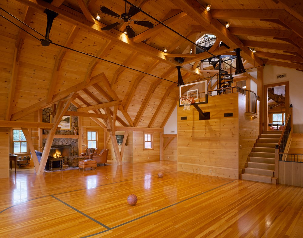 High-end indoor basketball court and entertainment barn