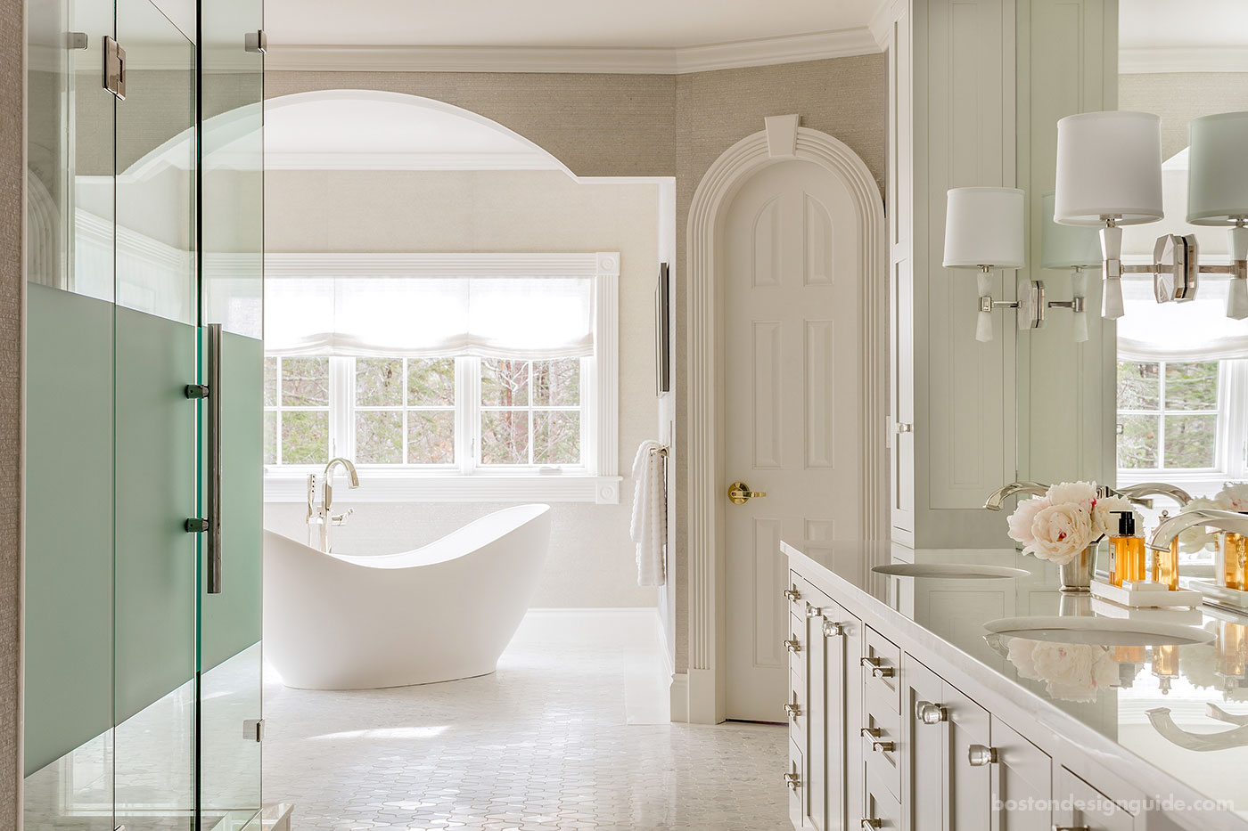 High-end master bath custom designed by Betsy Bassett Interiors