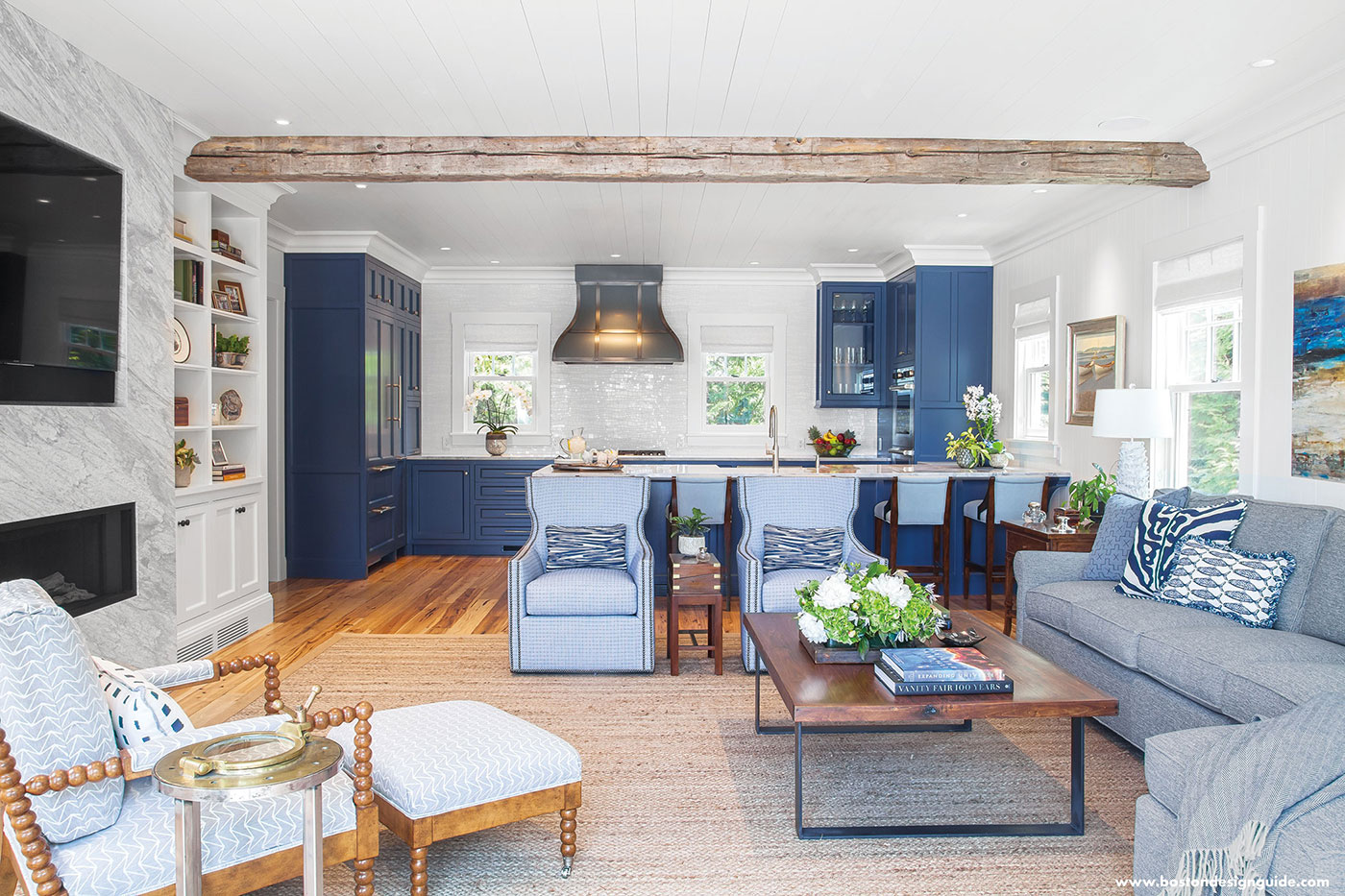 Blue and white high-end kitchen