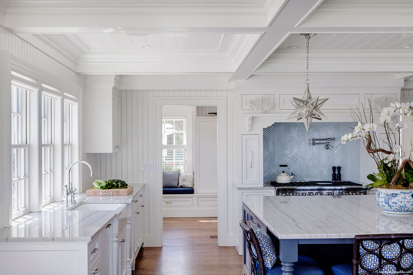 Blue and white high-end kitchen