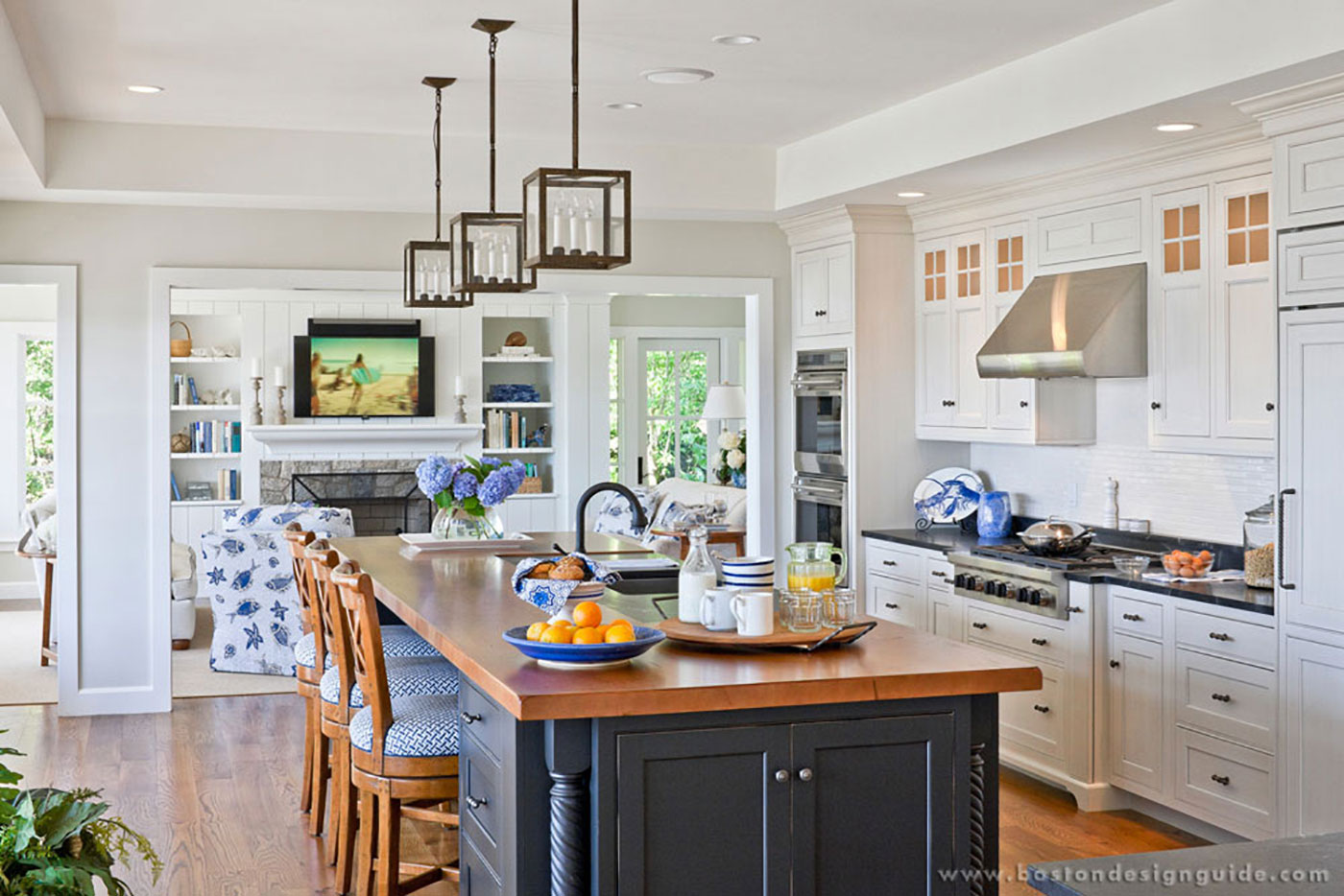 Custom blue and white kitchen