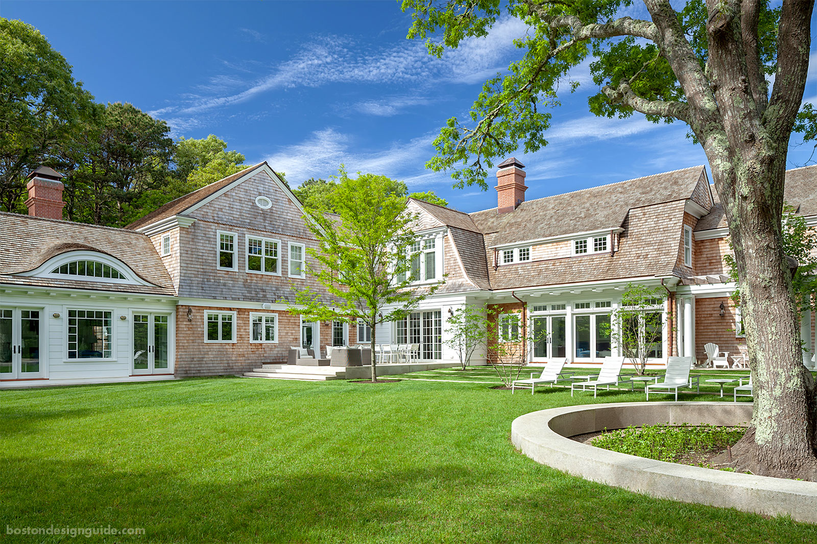 Gambrel Shingle Style Cape home designed by Catalano Architects and constructed by Travis Cundiff Associates, Inc.