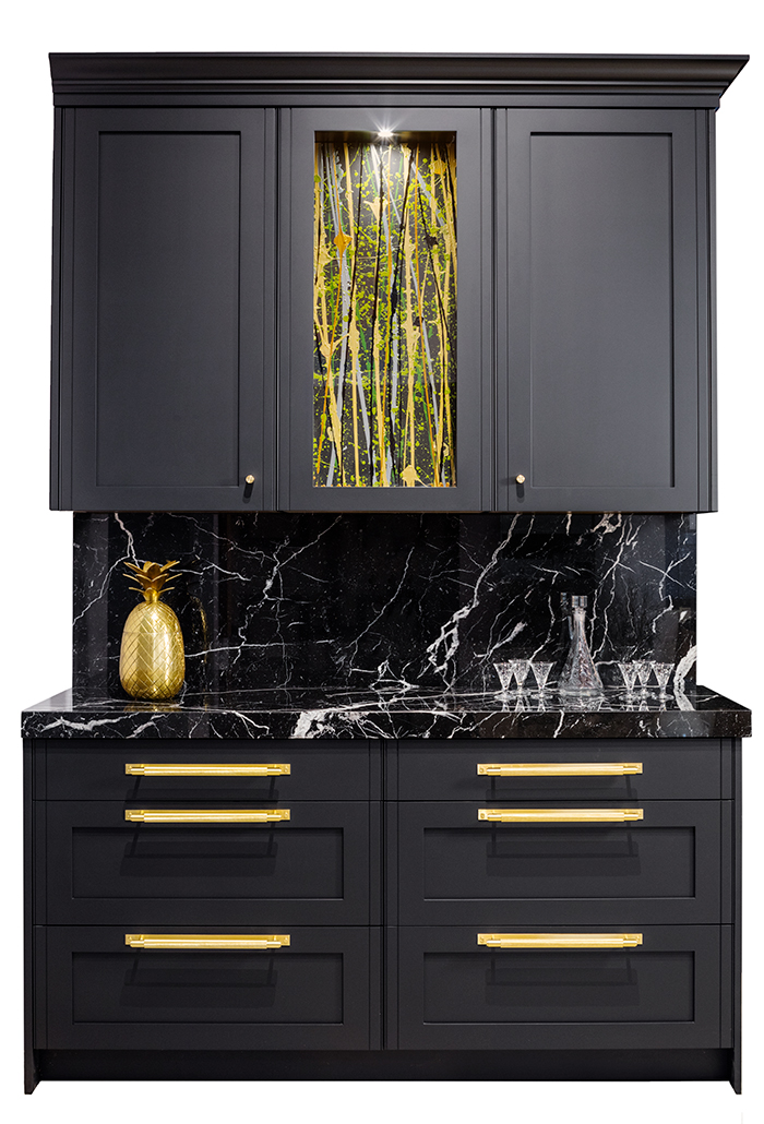 HIgh-end custom cabinetry with art