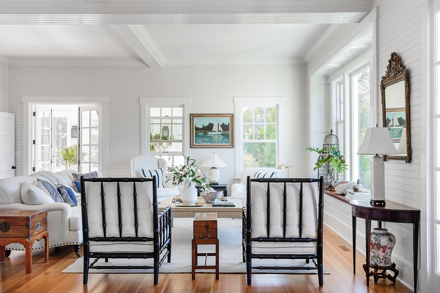 The original living room remained intact for the renovation of the Cape Cod 