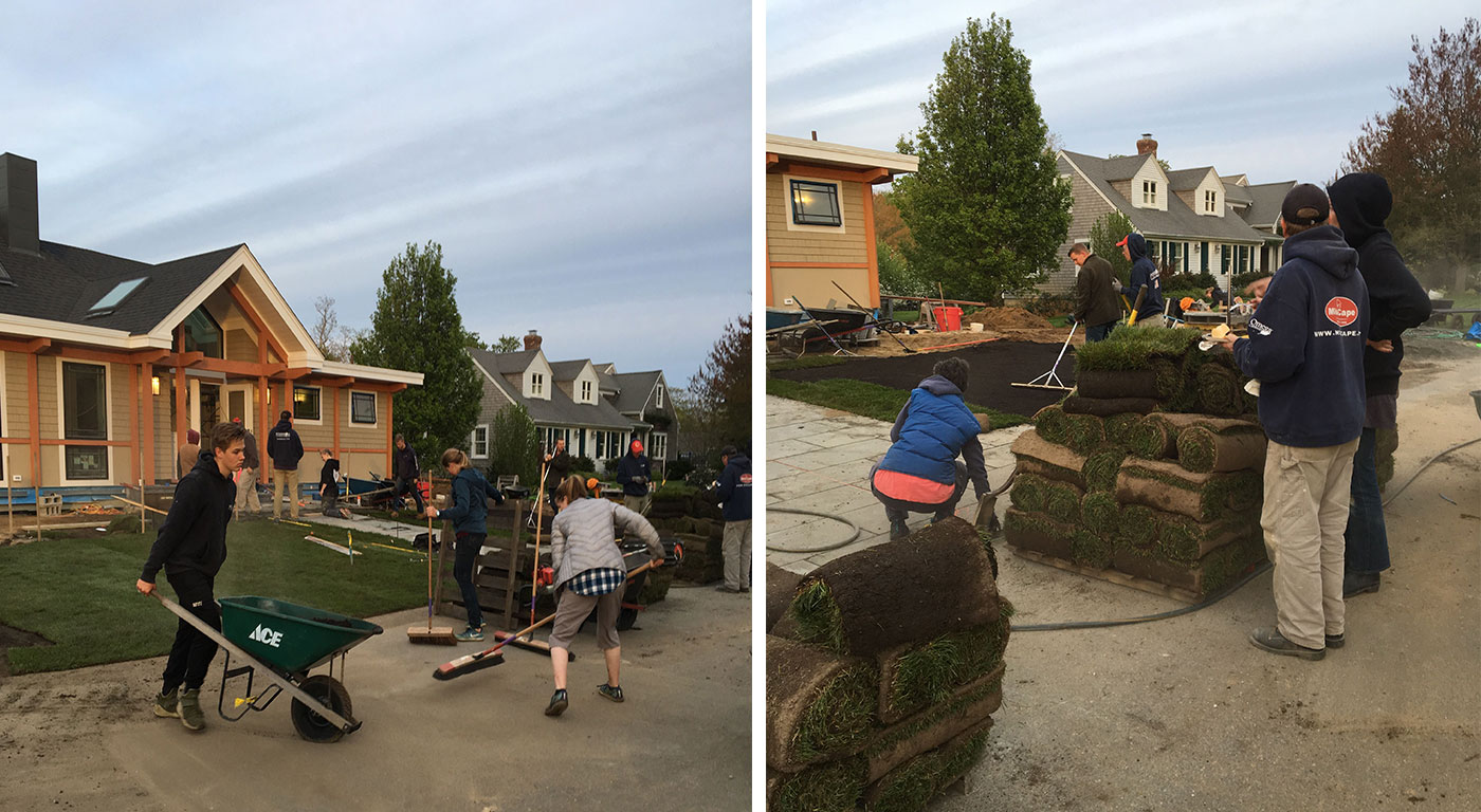 Readying the landscape outside the new rehearsal building renovated by Architectural Design, Inc. and AD Build, LLC