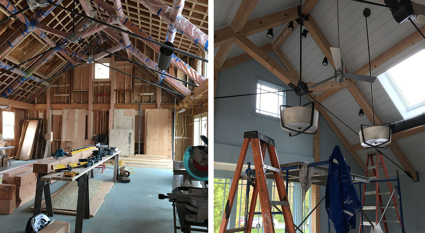 Construction on the renovation of a Cape Cod rehearsal building by Architectural Design, Inc. and AD Design Build 