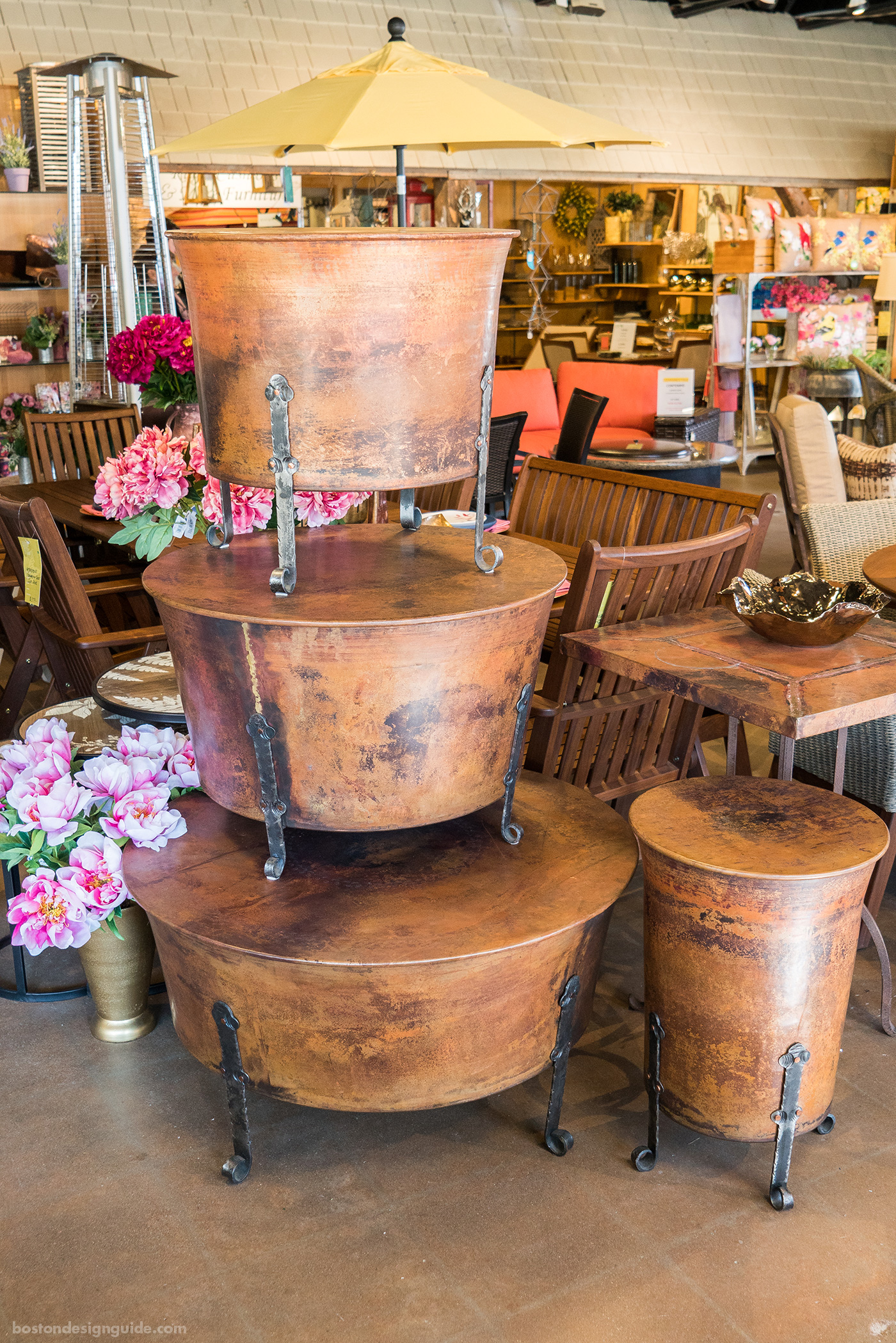 High-end copper accent tables and coffee tables