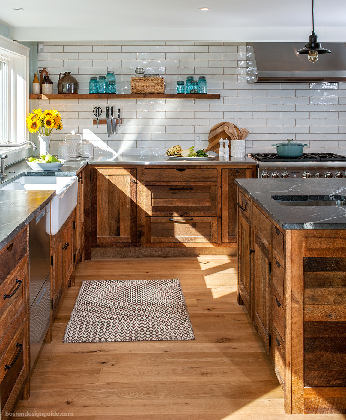 Hearty hewn custom cabinetry by Crown Point Cabinetry