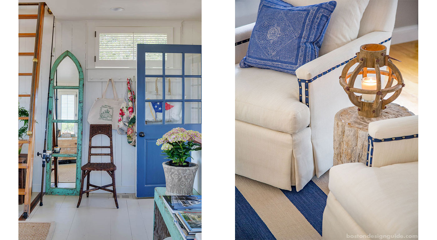 Coastal interior design using classic blue