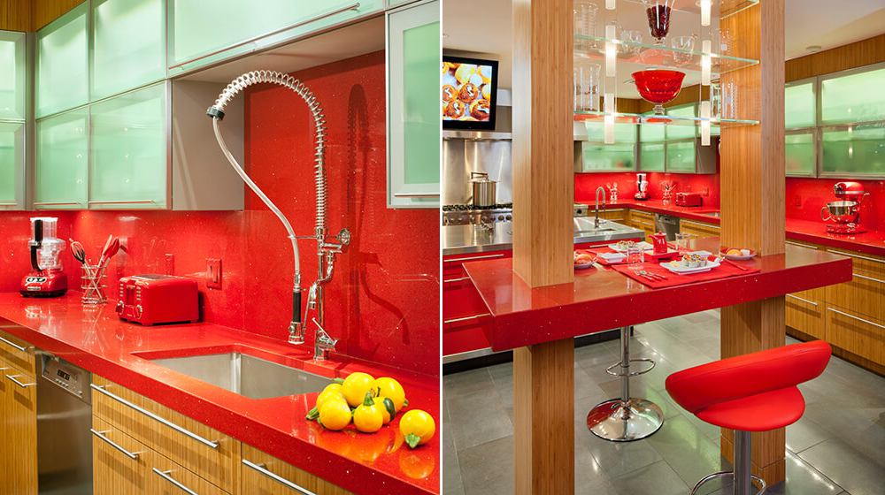 red kitchens and bars