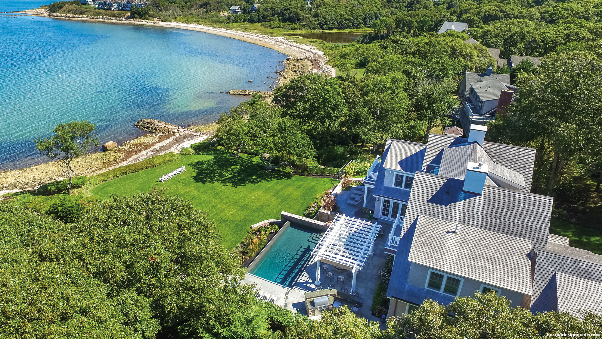 Architect: William Lee Architects & Associates; Builder: Cataldo Custom Builders, Inc.; Interiors: Donna Elle; Landscape Architect: Horiuchi Solien Landscape Architects; Kitchen and Cabinetry: Faneuil Kitchen Cabinet; Outdoor Kitchen and Plumbing: Fe Falmouth Cape Cod beautiful homes