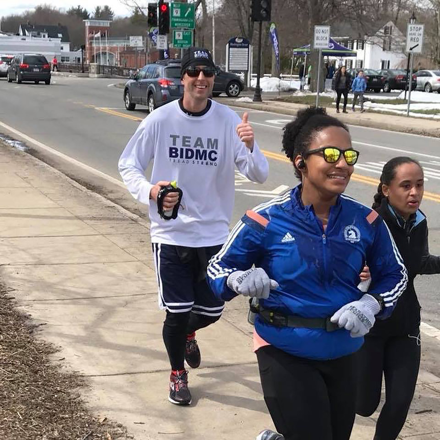 High-end architect running the Boston Marathon