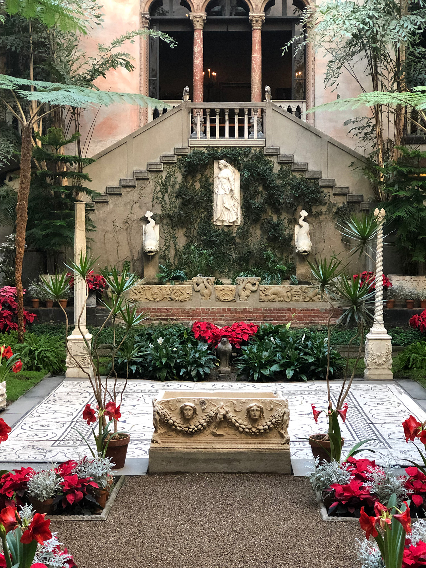 The garden courtyard of the Isabella Stewart Gardner Museum