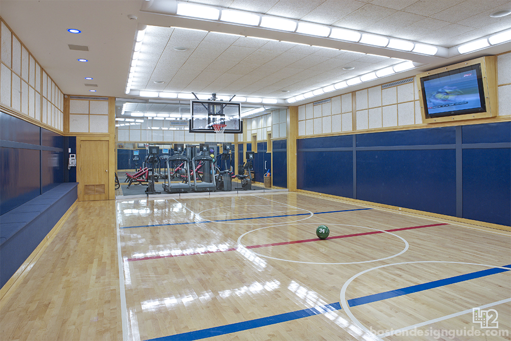 custom home gym and basketball court