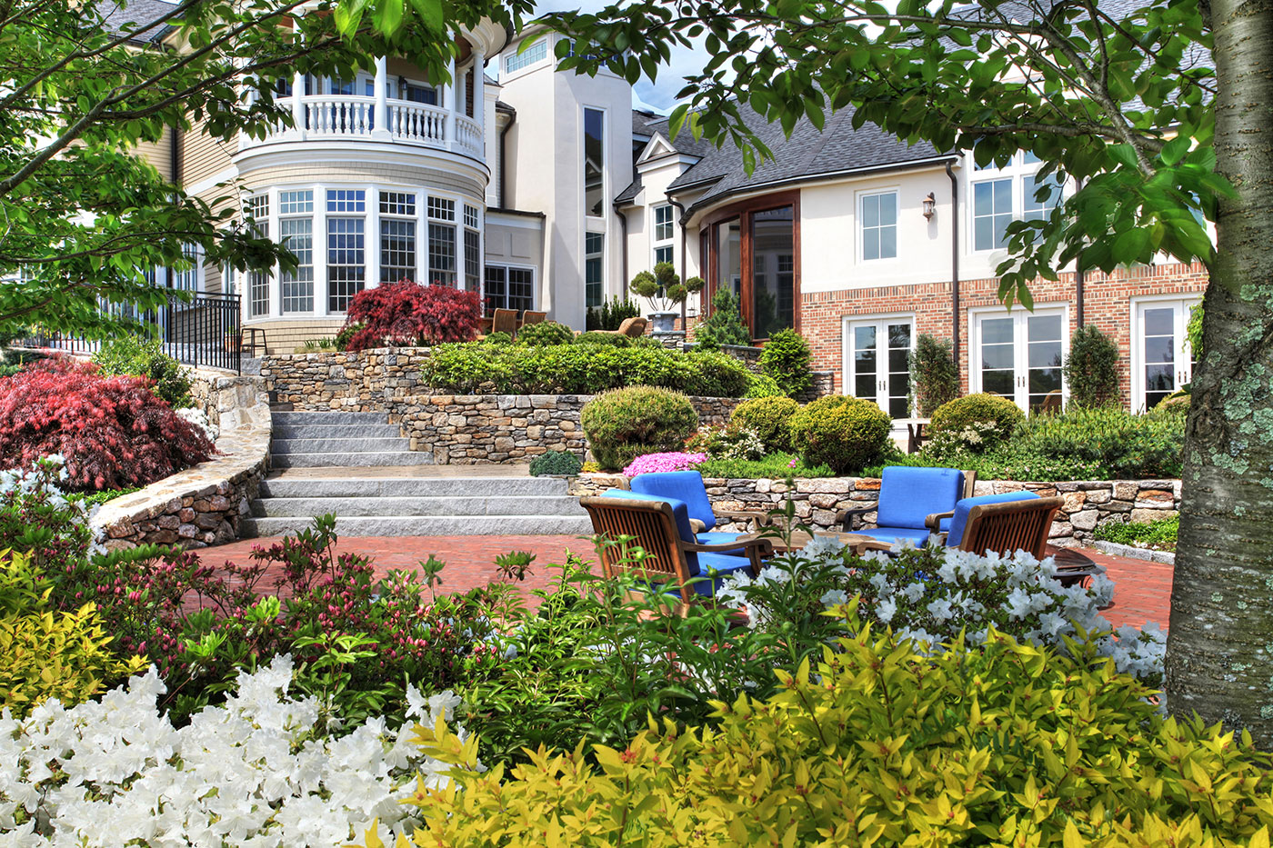 Multi-terrace landscape design by The MacDowell Company