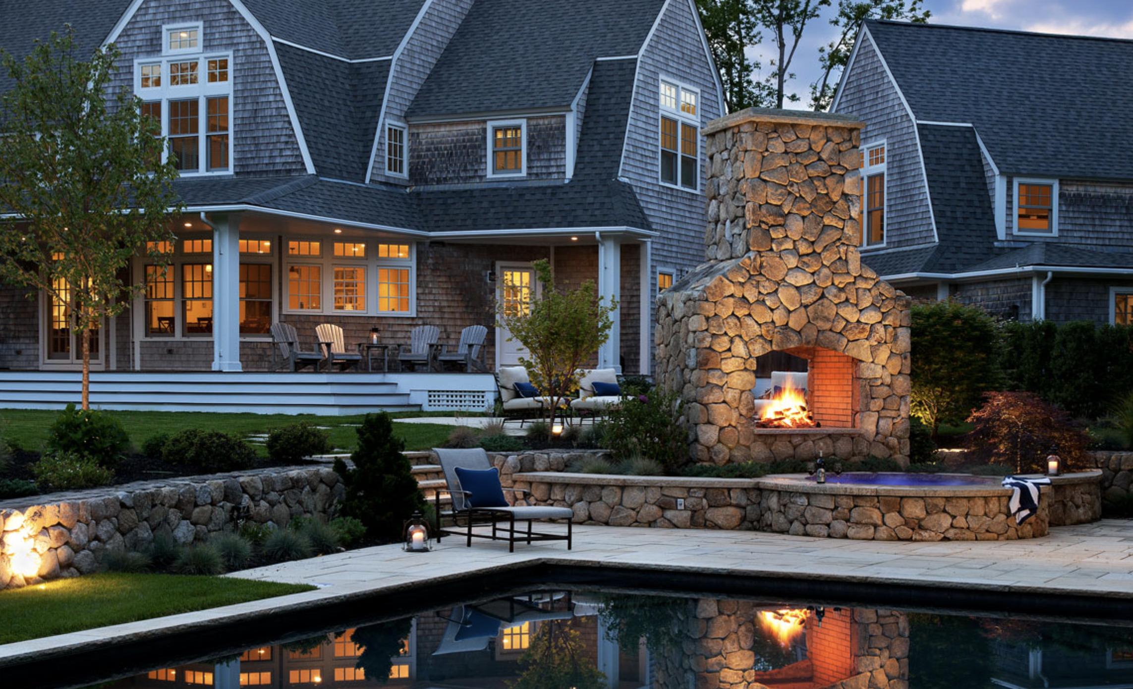 outdoor landscape fire pit and pool design