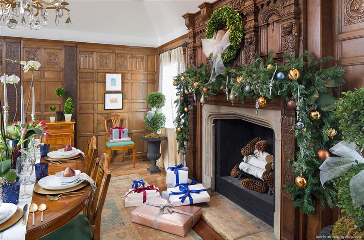 Fireplace mantel holiday decor