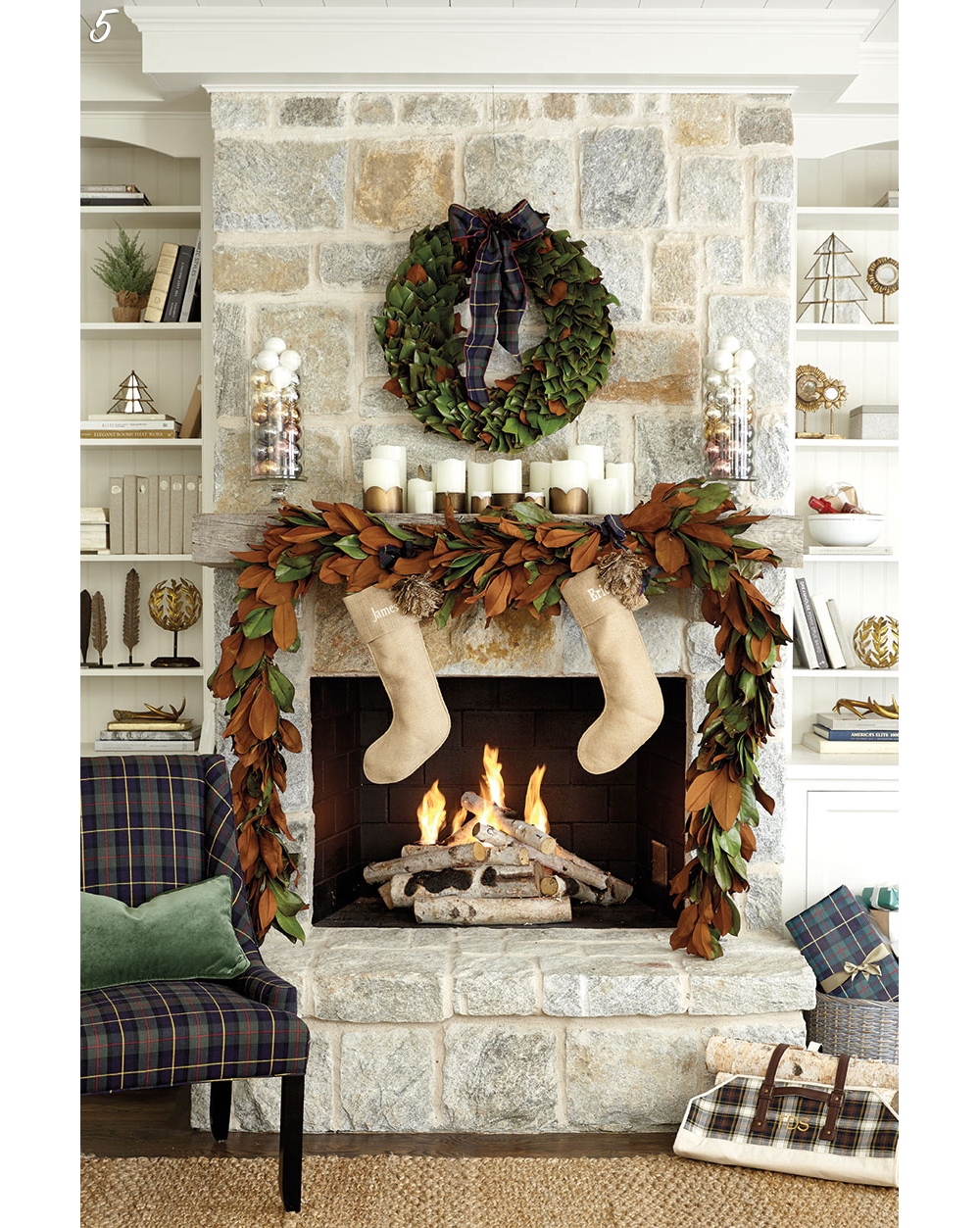 Fireplace mantel holiday decor