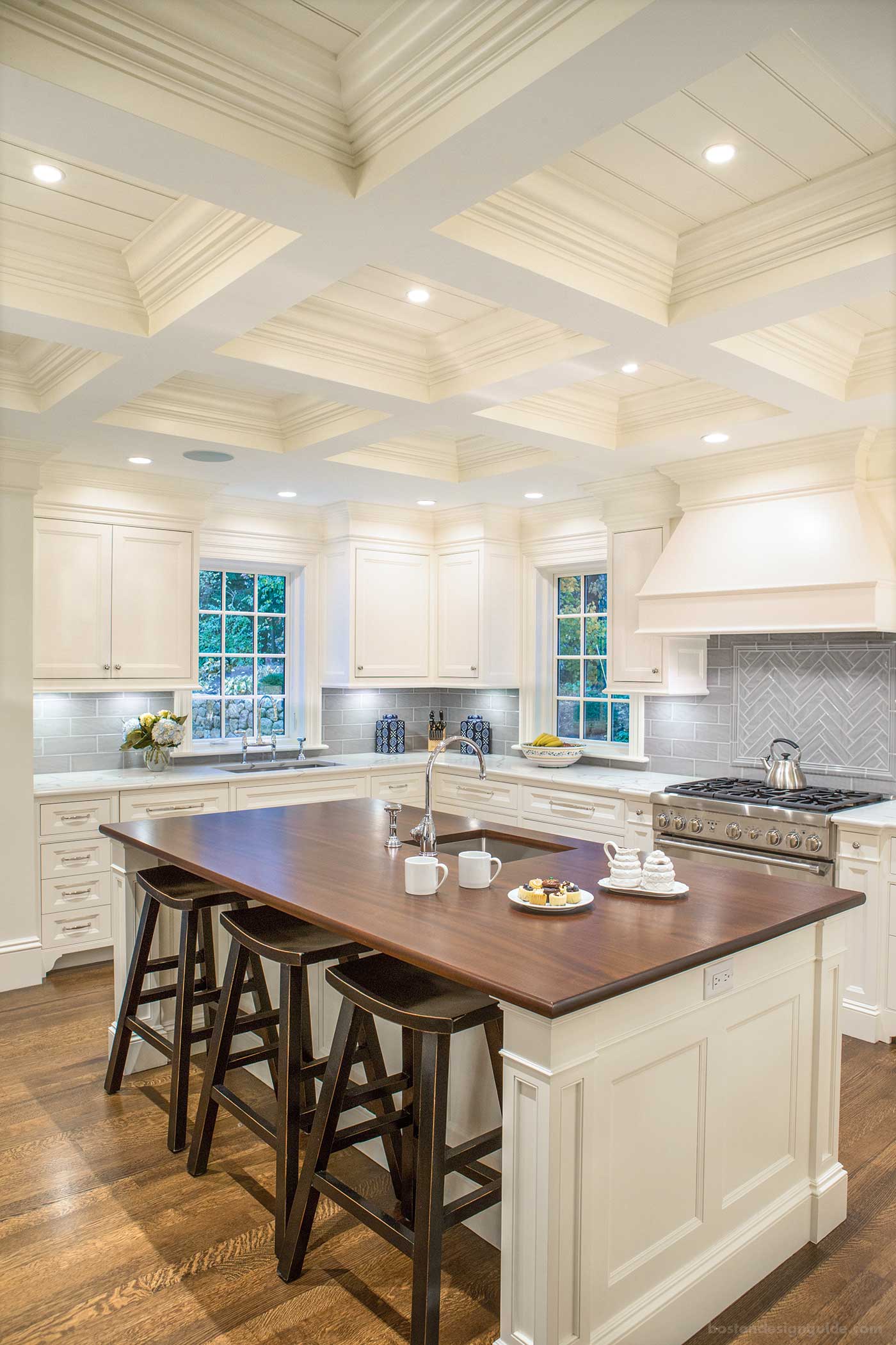 Heavy millwork in builder Peter Fallon's high-end kitchen