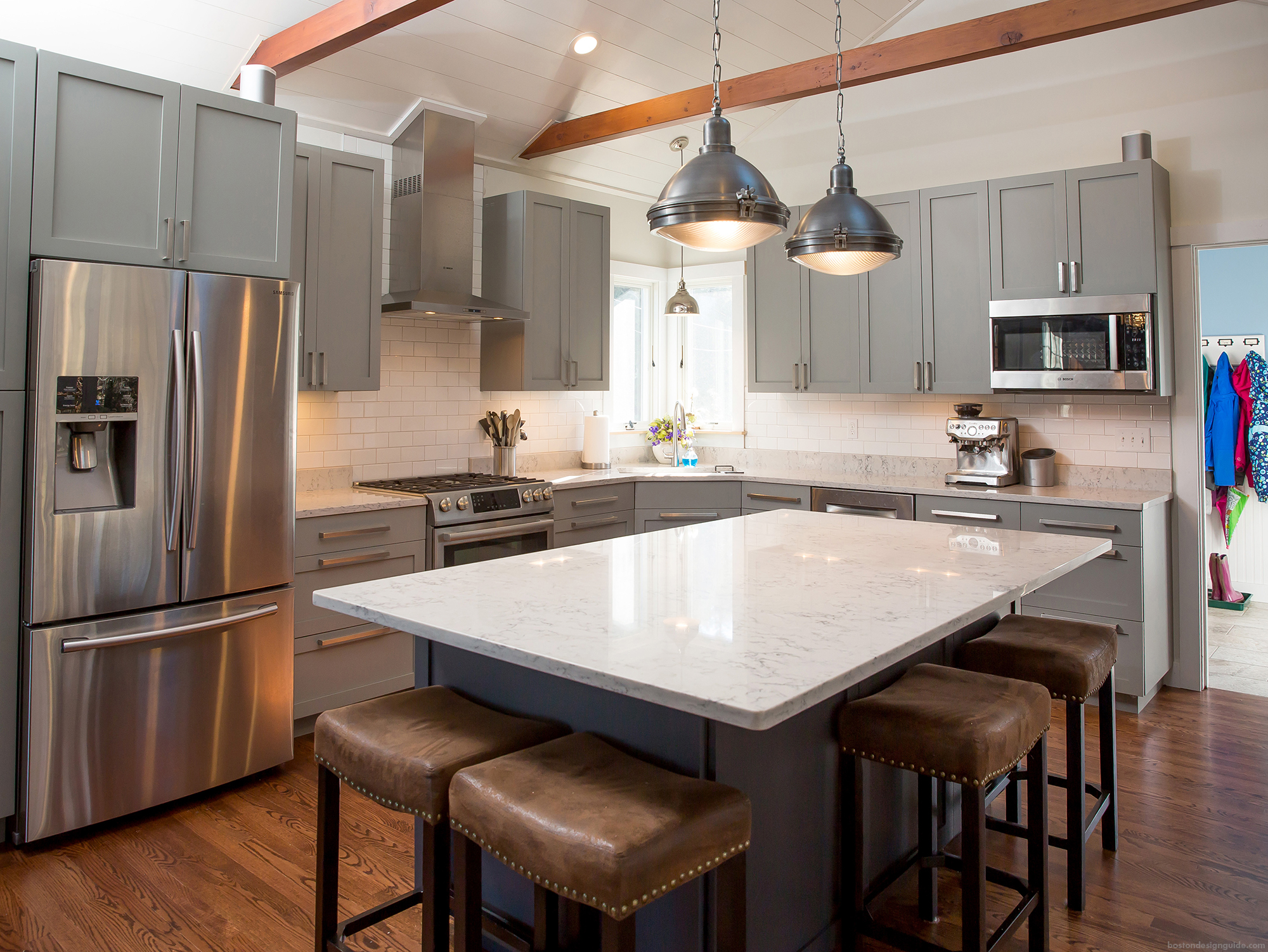 Kitchen island design on Martha's Vineyard