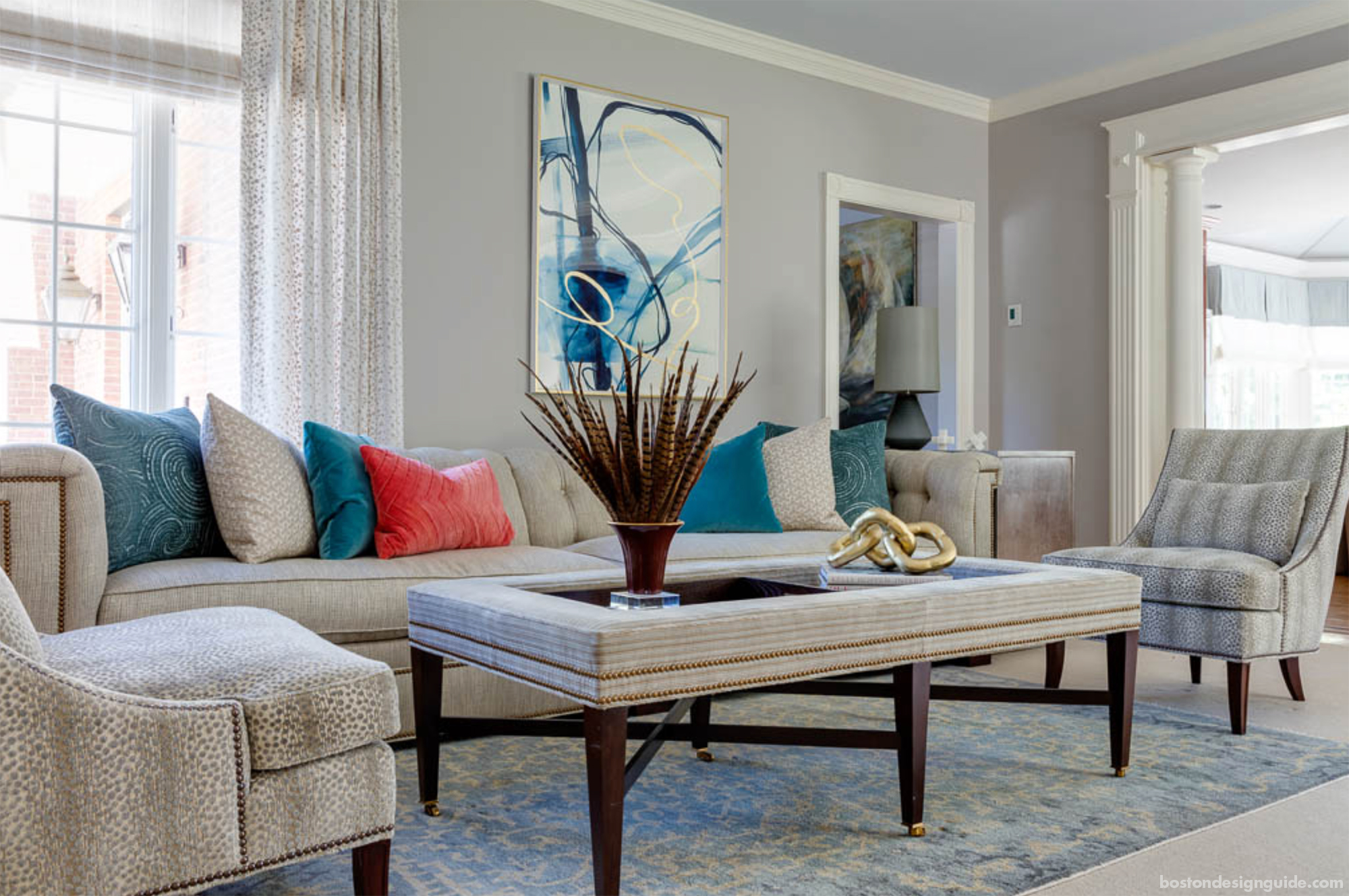 Transitional rugs and furniture pairings