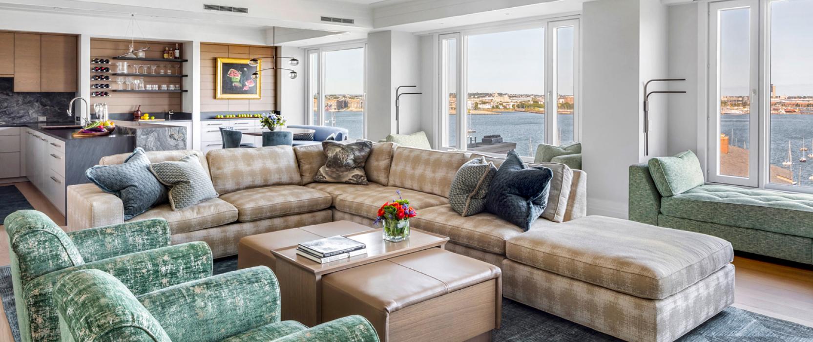 living area with views of the harbor