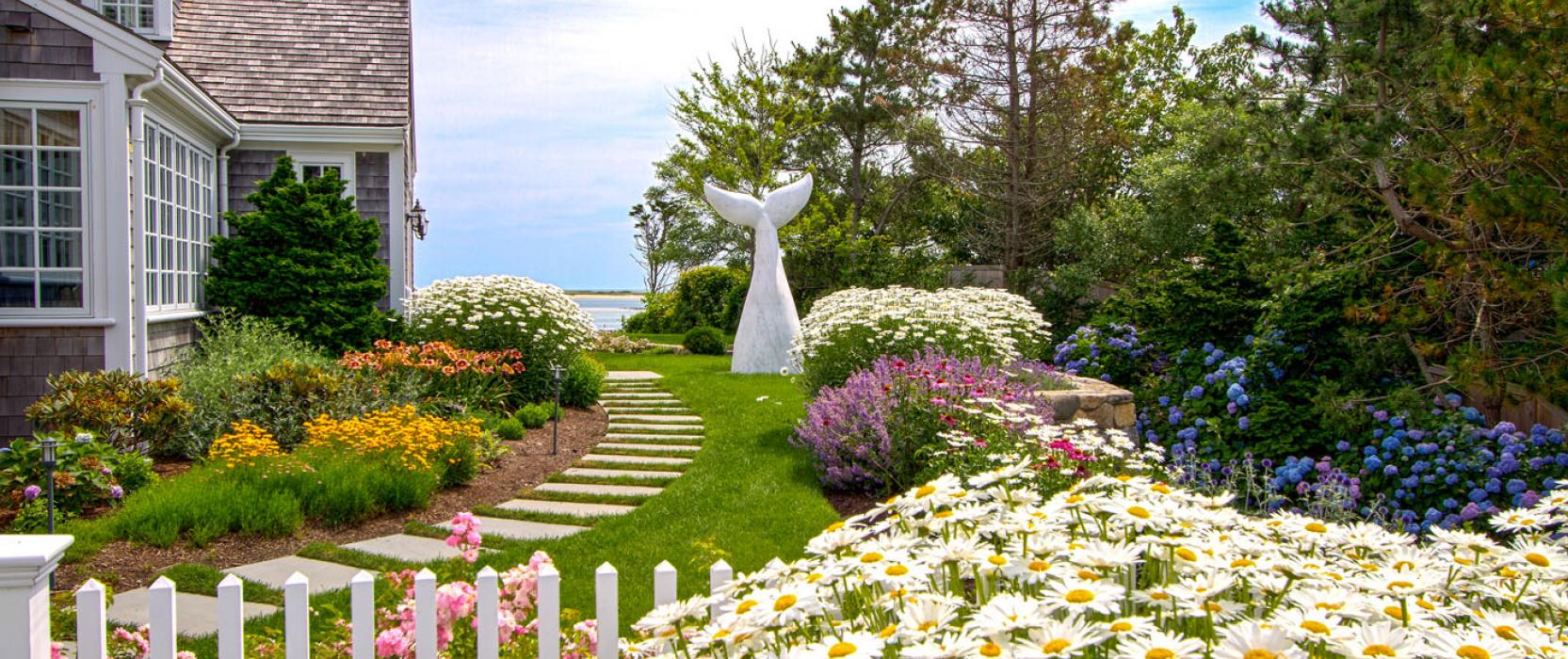A coastal garden with a touch of whimsy by Schumacher Companies