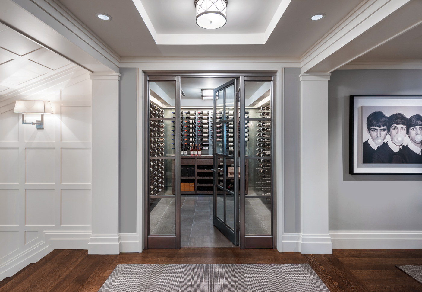 Wine vault for a high-end suburban Boston home designed by MGa | Marcus Gleysteen Architects