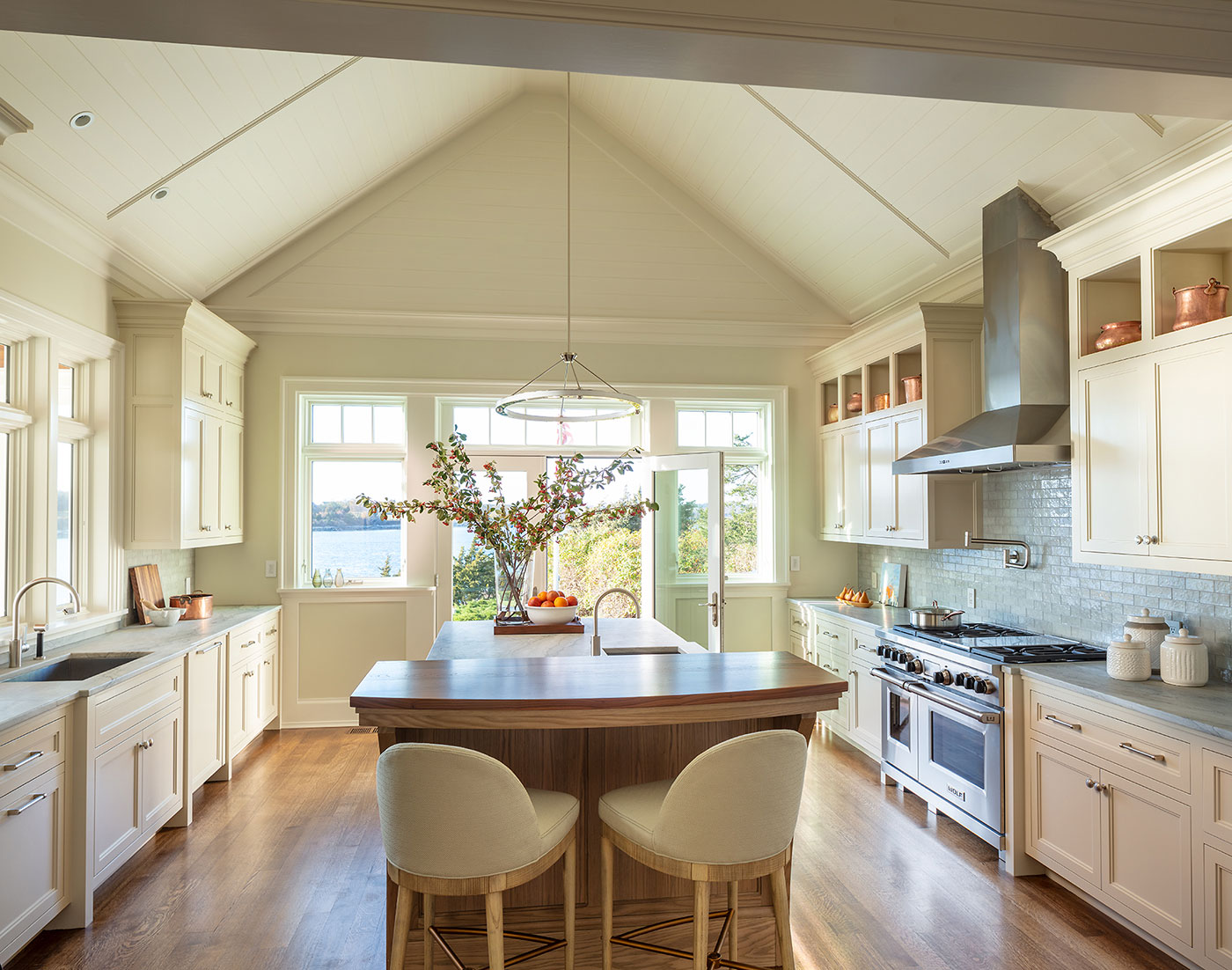 Custom coastal kitchen by WKP Construction of Newport