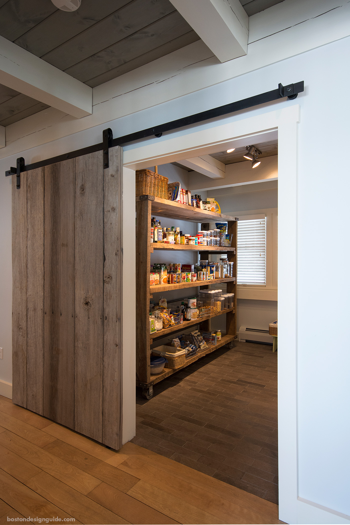 Reclaimed barn door pantry