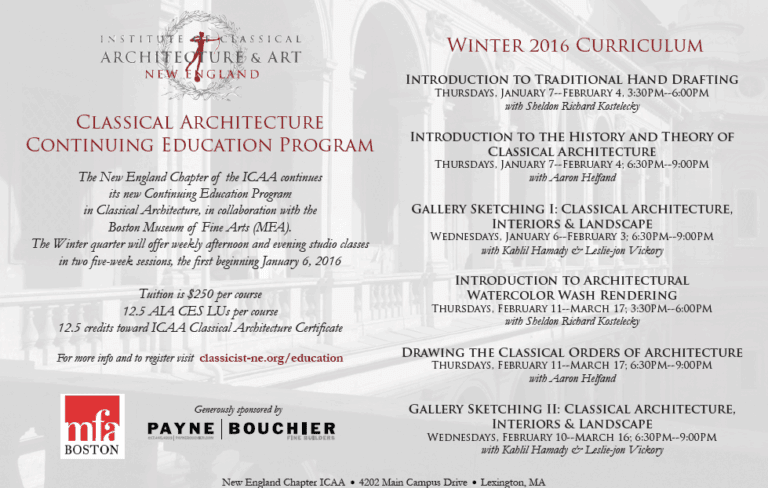 ICAA and MFA Classes in Classical Architecture
