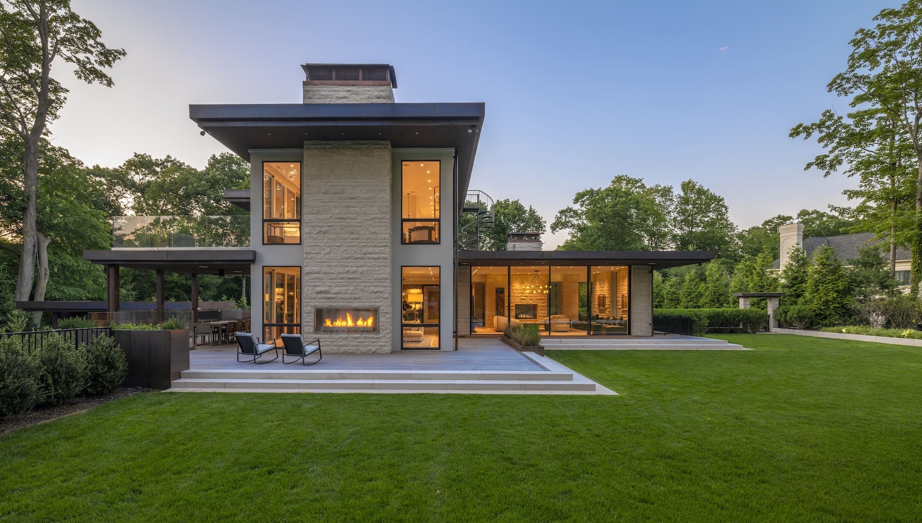 Stone: Mountain Hard Beige Limestone Veneer and Steps; Place: Brookline, MA; Architect: Adolfo Perez Architect; Landscape Architect: Ryan Associates